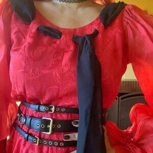 For Love And Lemons Black and Gold Belt waist cincher triple buckle